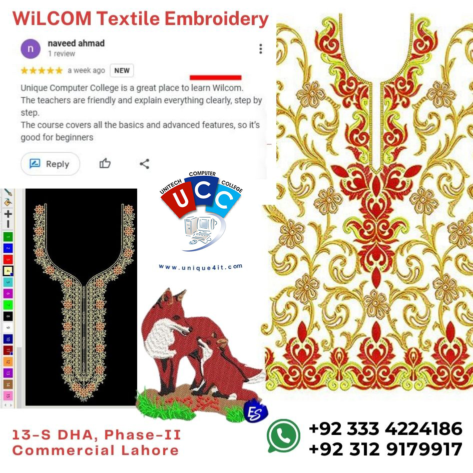 wilcom textile embroidery course - wilcome textile embroidery training